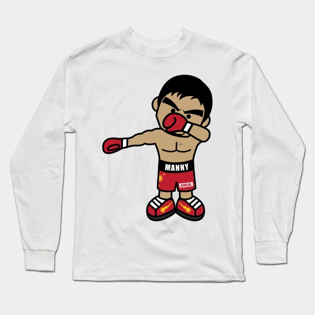 Dabbing Cartoon Manny Pacquiao By AiReal Apparel Long Sleeve T-Shirt by airealapparel